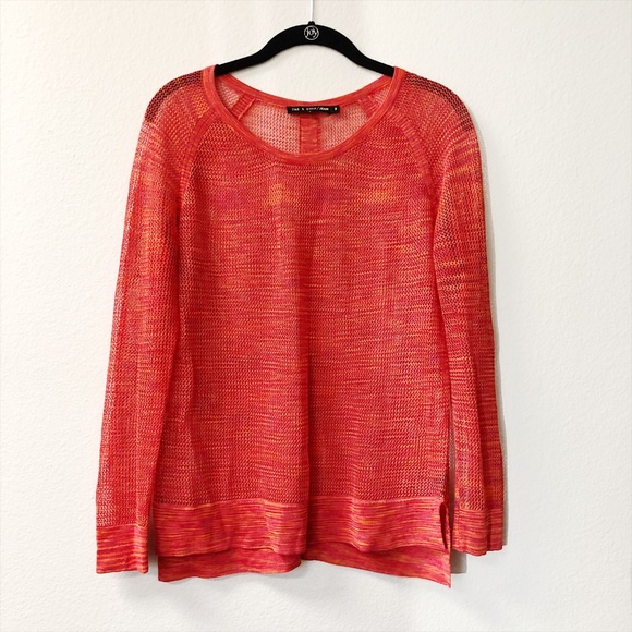 rag & bone Sweaters - Rag & Bone Jeans Orange Red Open Knit Sweater